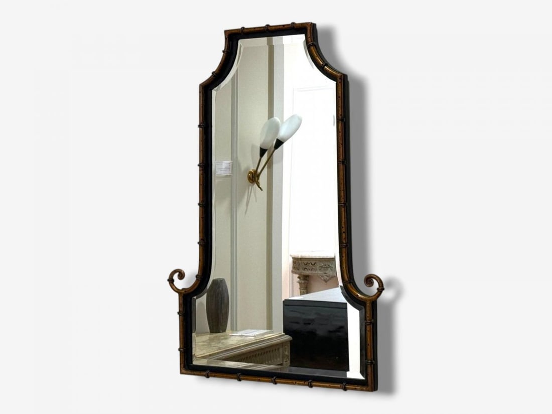 Hollywood Regency, Faux Bamboo Gilt Metal, Pagoda Form Wall Mirrors, USA, 1960s - 7