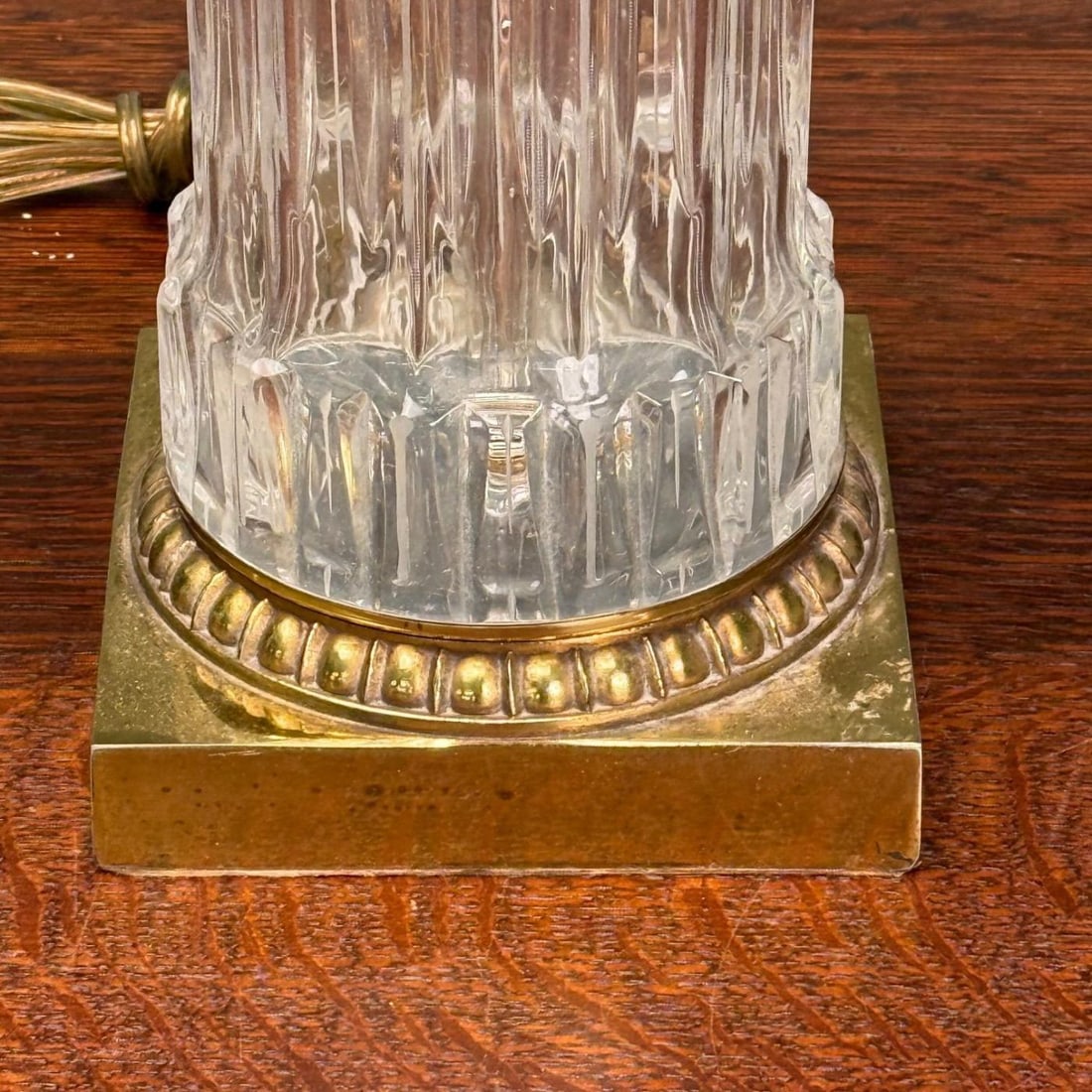 Hollywood Regency Style, Table Lamps, Fluted Crystal, Gilt Metal, USA, 1980s - 8