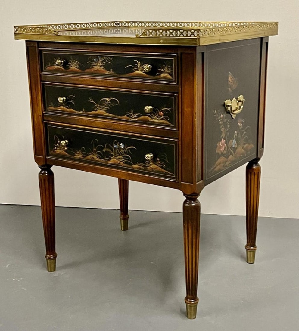 Maitland Smith Three Drawer Chest, Commode, End Table, Painted - 3