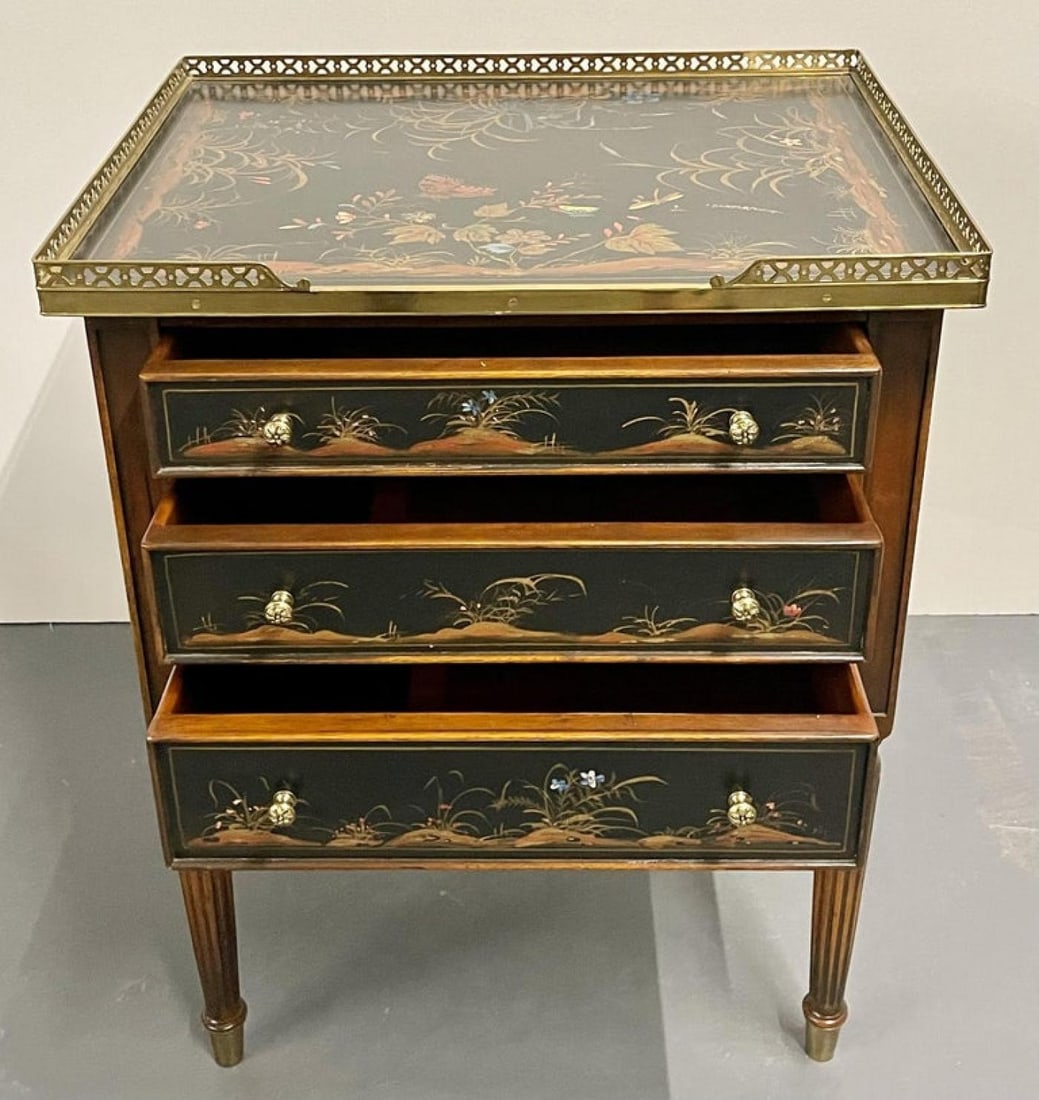 Maitland Smith Three Drawer Chest, Commode, End Table, Painted - 5