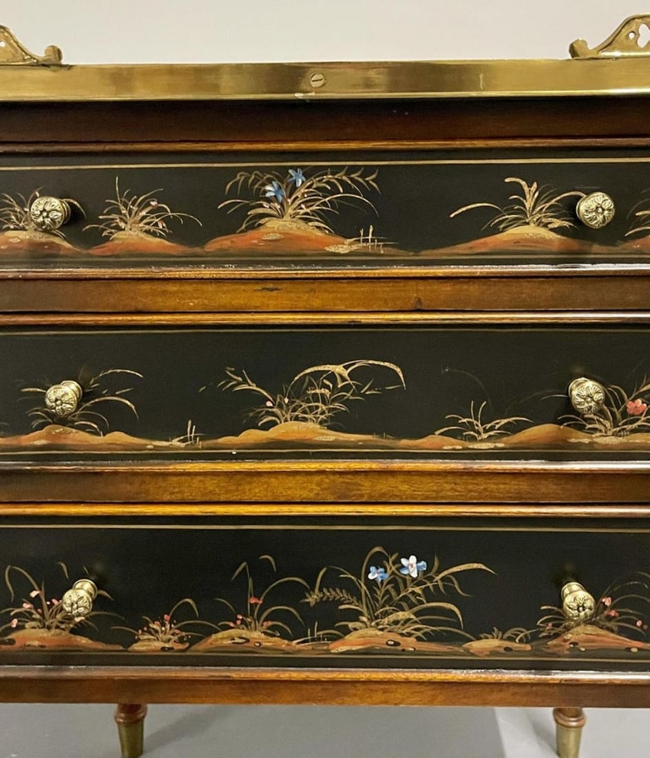 Maitland Smith Three Drawer Chest, Commode, End Table, Painted - 6