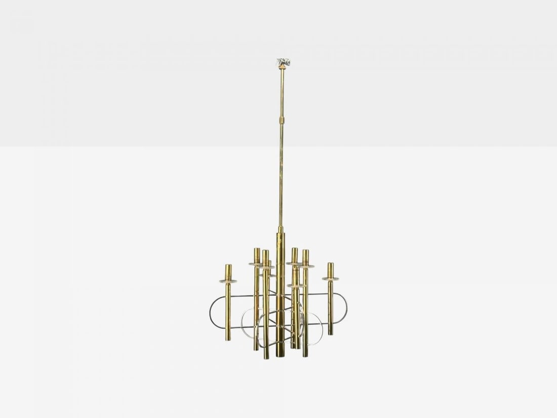 Gaetano Sciolari, Brass, Metal, Glass, Pendant Lights, Italy, 1970s - 4