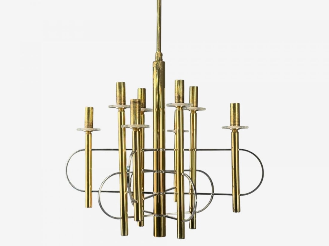 Gaetano Sciolari, Brass, Metal, Glass, Pendant Lights, Italy, 1970s - 5