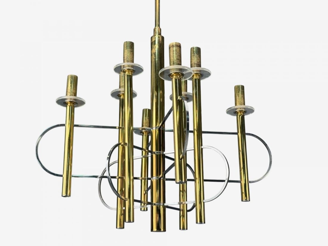 Gaetano Sciolari, Brass, Metal, Glass, Pendant Lights, Italy, 1970s - 9