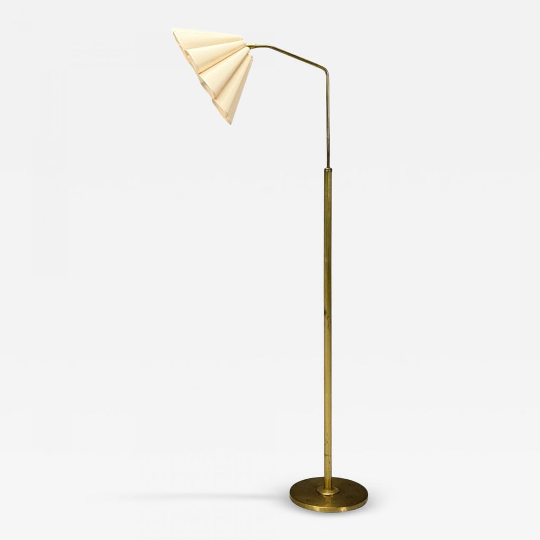 Danish Modern, Brass, Paper, Adjustable Floor Lamp, Denmark, 1960s - 2