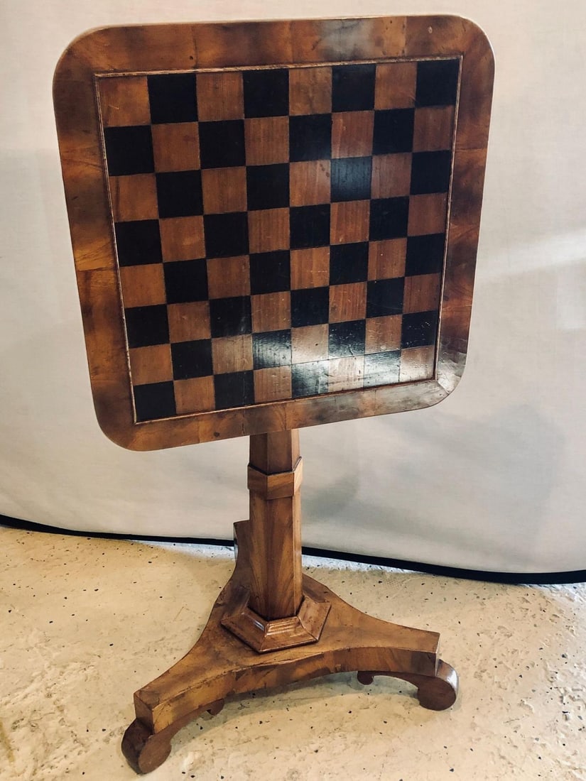 19th Century English Tilt-Top Game Checkerboard or Card Table - 3