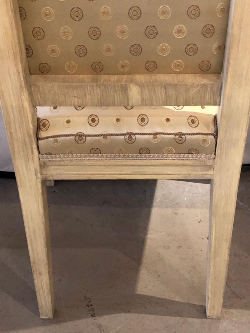 Set of Five Jansen Style Paint & Gilt Louis XVI Style Dining Chairs - 12