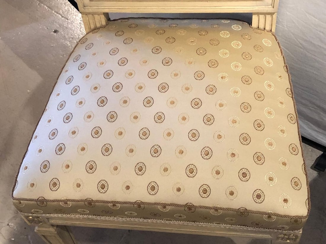 Set of Five Jansen Style Paint & Gilt Louis XVI Style Dining Chairs - 6