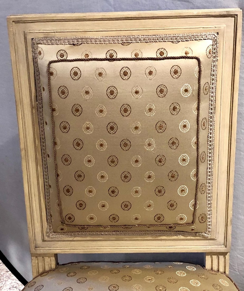 Set of Five Jansen Style Paint & Gilt Louis XVI Style Dining Chairs - 7