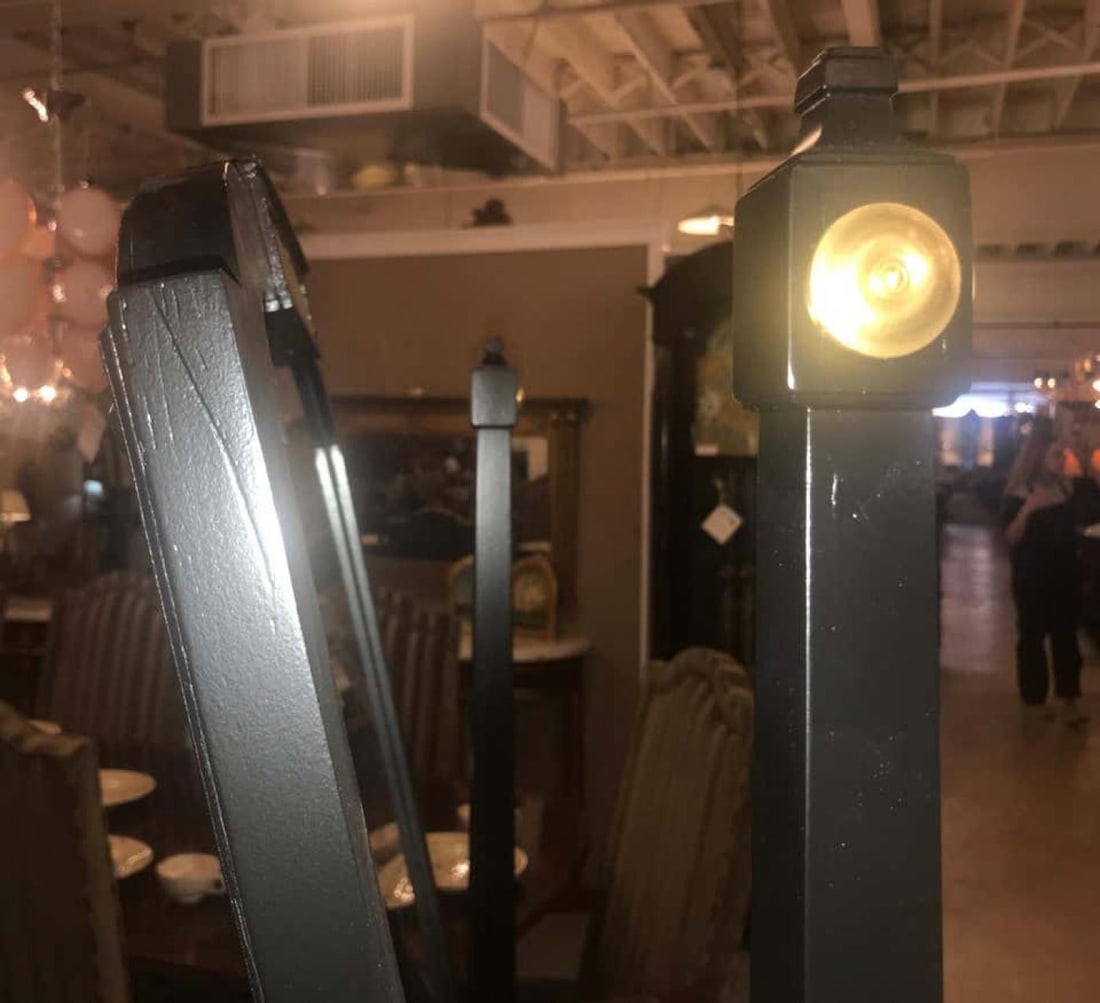 Jansen Fashioned Chavel Ebonized Floor Chevel Mirror with Bronze Mounts - 10