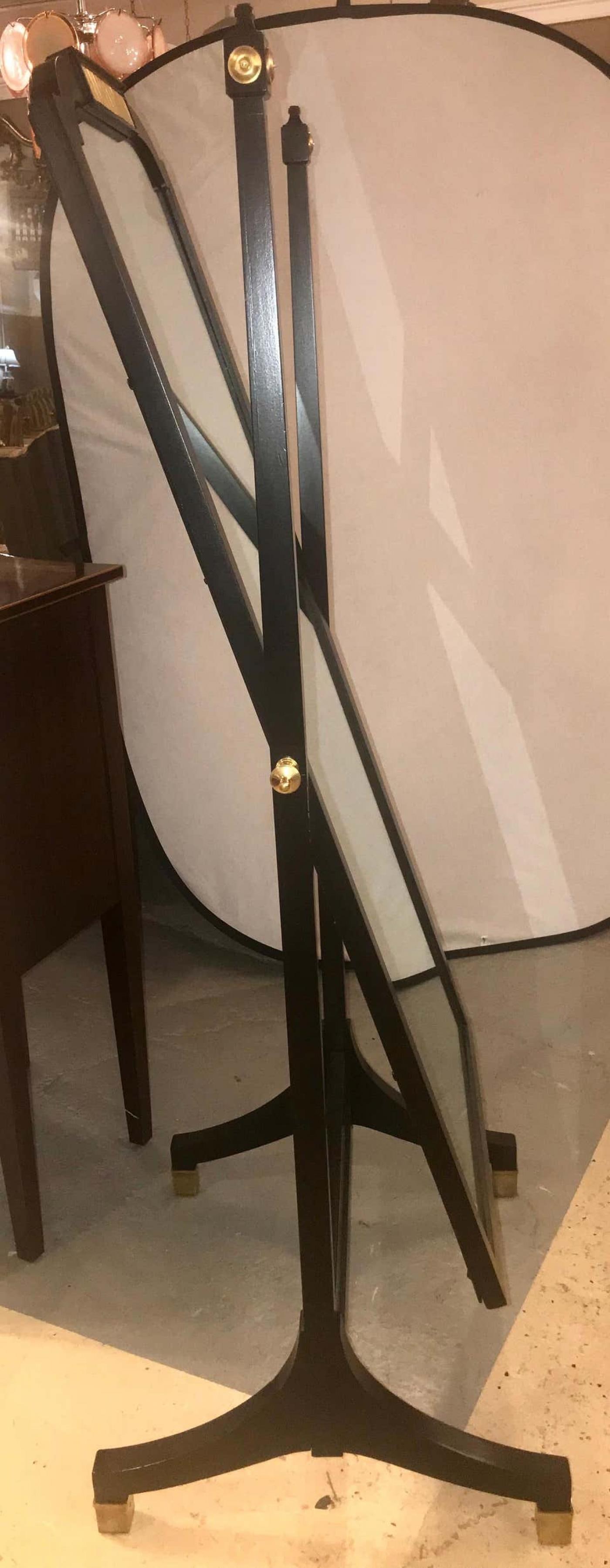 Jansen Fashioned Chavel Ebonized Floor Chevel Mirror with Bronze Mounts - 6