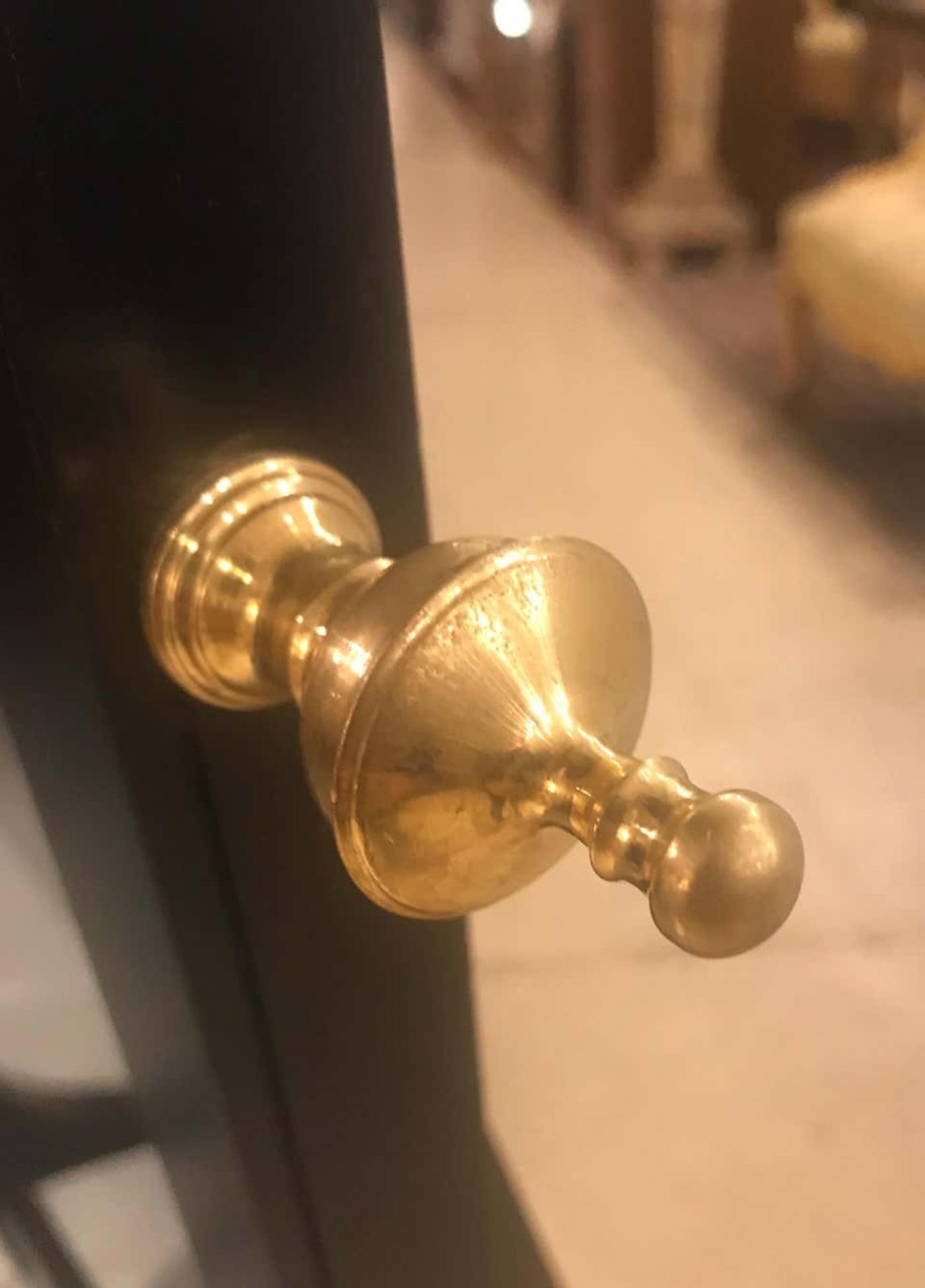 Jansen Fashioned Chavel Ebonized Floor Chevel Mirror with Bronze Mounts - 7