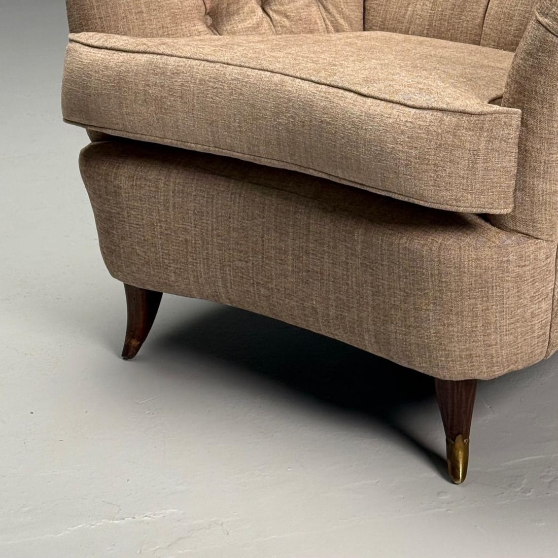 Gio Ponti, Italian Mid-Century Modern, Tufted Lounge Chairs, Beige Linen, 1950s - 11