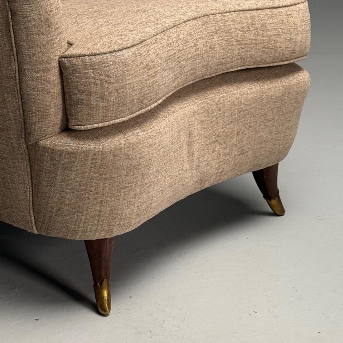 Gio Ponti, Italian Mid-Century Modern, Tufted Lounge Chairs, Beige Linen, 1950s - 12