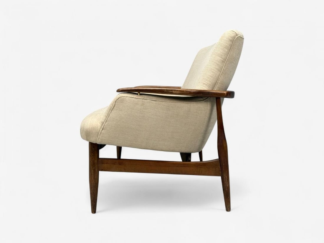 Finn Juhl Style, Danish Modern, Wood, Beige Fabric, Sofa, Denmark, 1950s - 10
