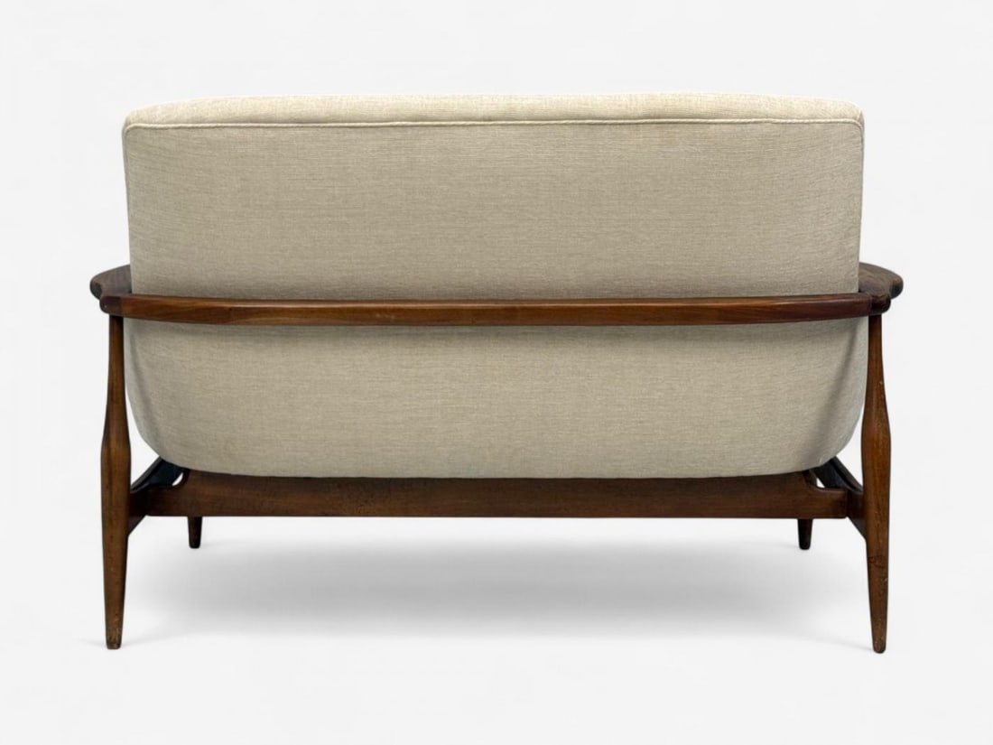 Finn Juhl Style, Danish Modern, Wood, Beige Fabric, Sofa, Denmark, 1950s - 11