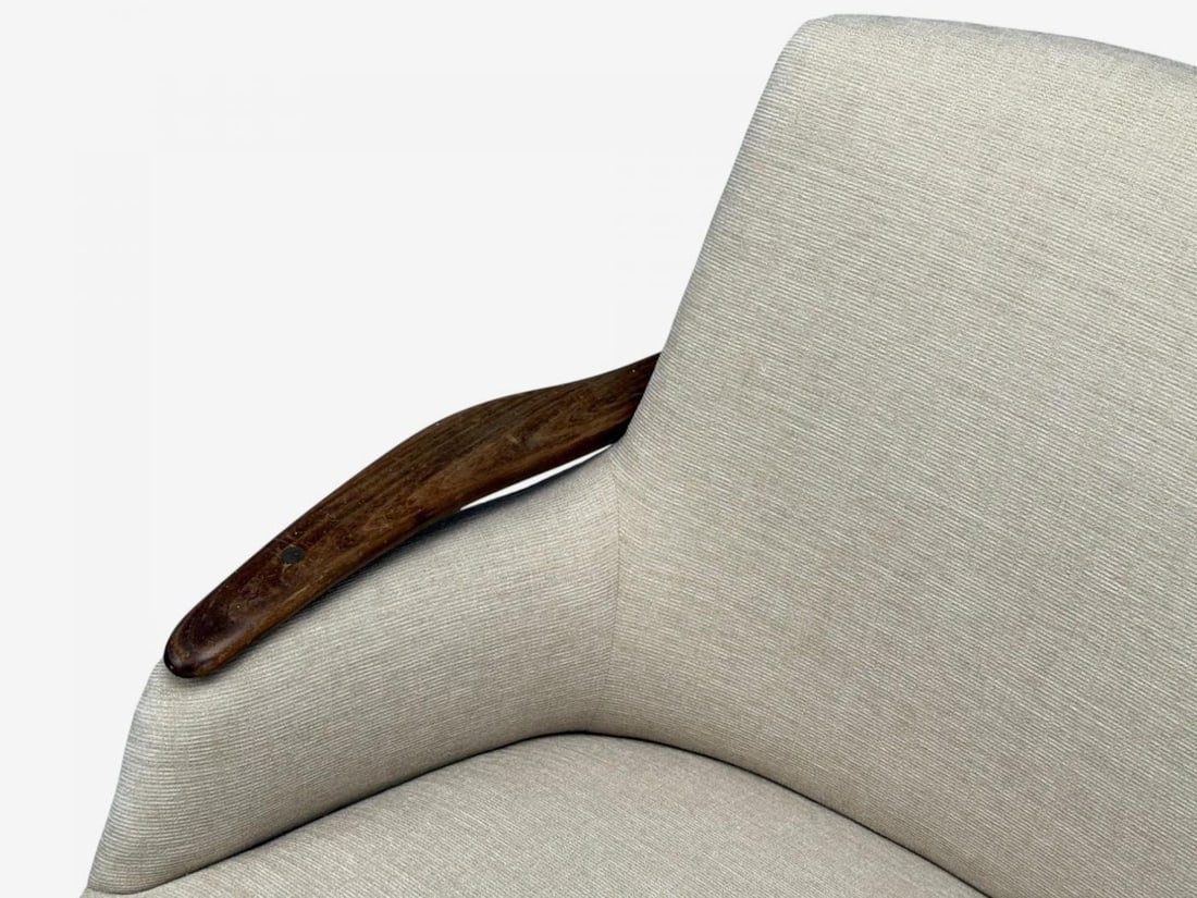 Finn Juhl Style, Danish Modern, Wood, Beige Fabric, Sofa, Denmark, 1950s - 6