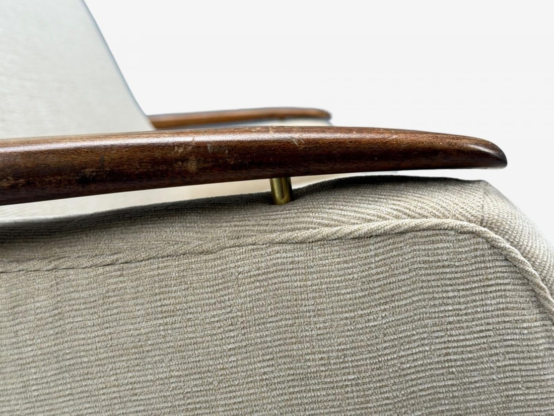 Finn Juhl Style, Danish Modern, Wood, Beige Fabric, Sofa, Denmark, 1950s - 7