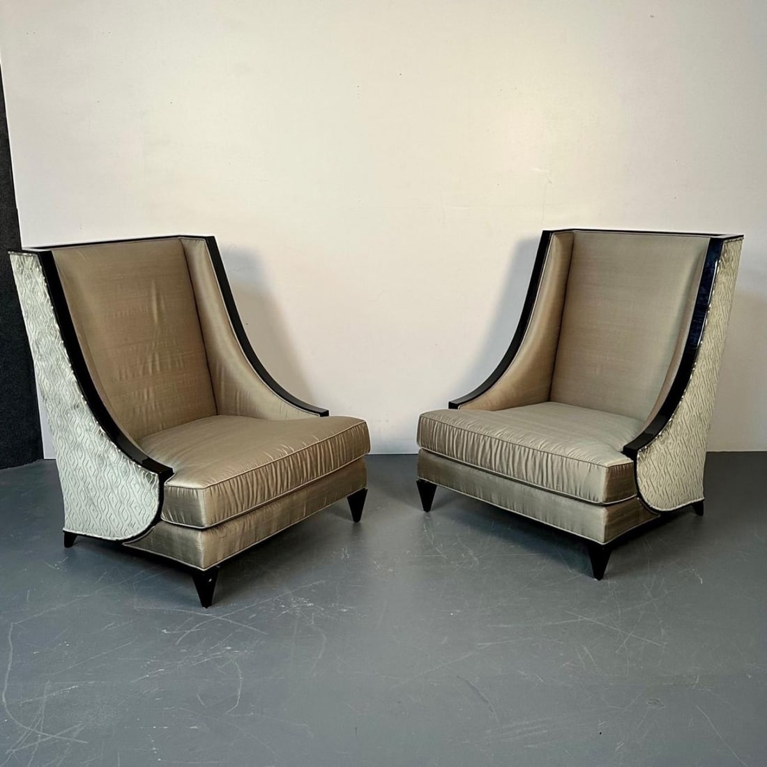 Mid-Century Modern Style Christopher Guy Square Wingback / Lounge Chair, Silk - 3