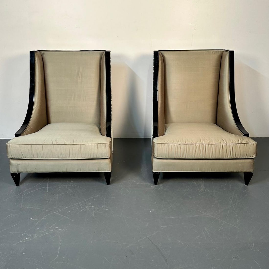 Mid-Century Modern Style Christopher Guy Square Wingback / Lounge Chair, Silk - 4