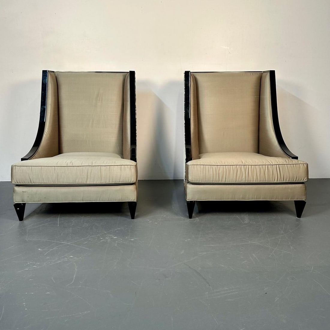 Mid-Century Modern Style Christopher Guy Square Wingback / Lounge Chair, Silk - 5