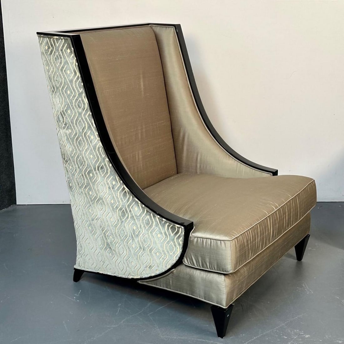 Mid-Century Modern Style Christopher Guy Square Wingback / Lounge Chair, Silk - 6