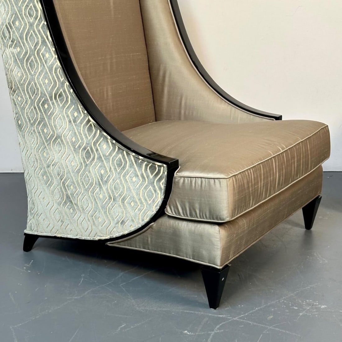 Mid-Century Modern Style Christopher Guy Square Wingback / Lounge Chair, Silk - 7