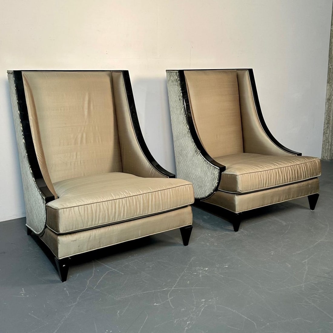 Mid-Century Modern Style Christopher Guy Square Wingback / Lounge Chair, Silk - 8