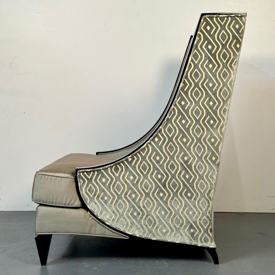 Mid-Century Modern Style Christopher Guy Square Wingback / Lounge Chair, Silk - 9