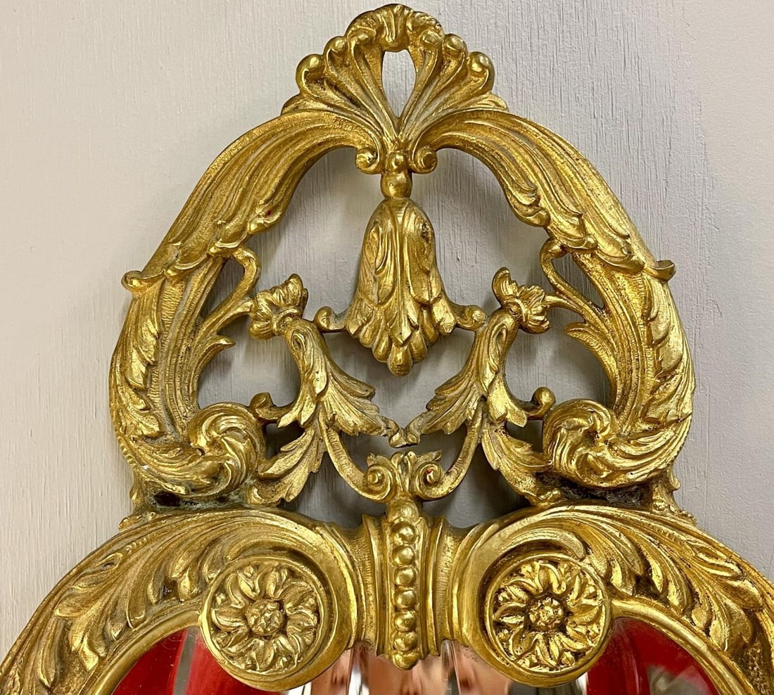 Pair Neoclassical Style Wall Sconces Bronze Three Arm Light with Fairy Figures - 8