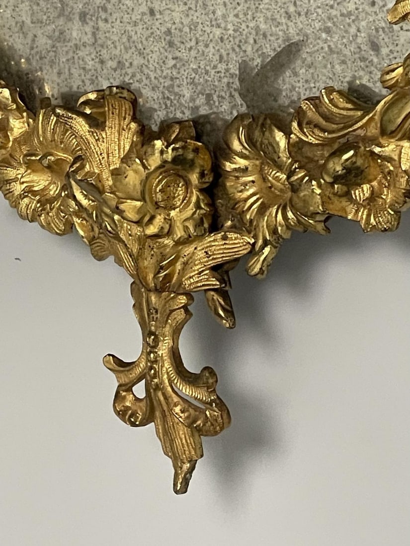 Louis XVI, Oval Wall Mirrors, Floral Motif, Bronze, Carved Wood, France, 19th C - 9