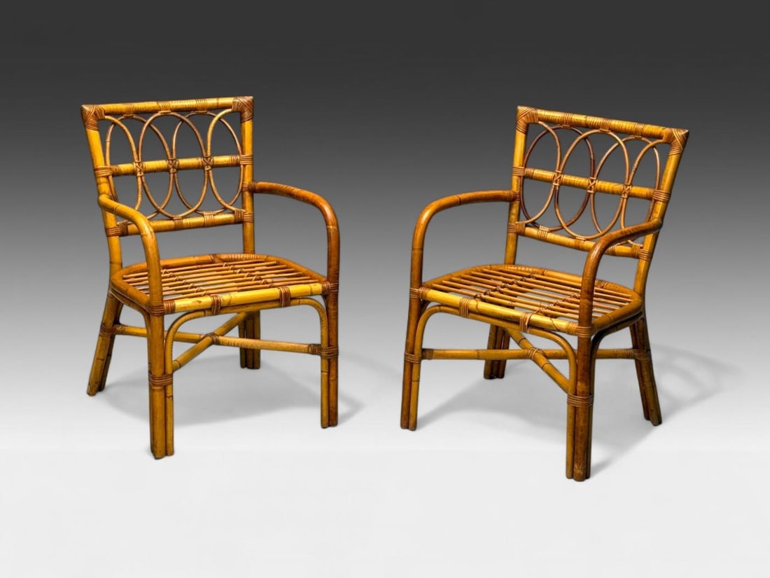 Bielecky Brothers, Modern, Six Dining Chairs, Rattan, Cane, USA, 21st C. - 10