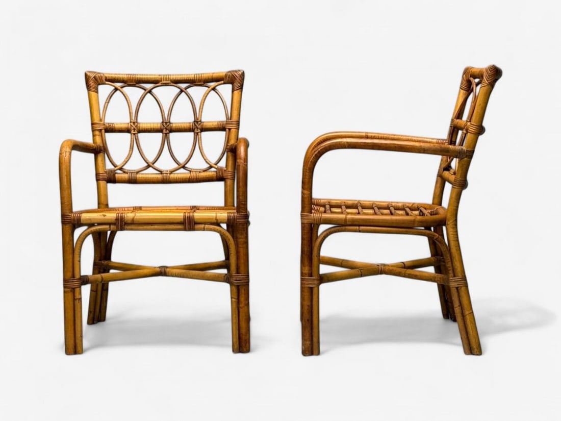 Bielecky Brothers, Modern, Six Dining Chairs, Rattan, Cane, USA, 21st C. - 12