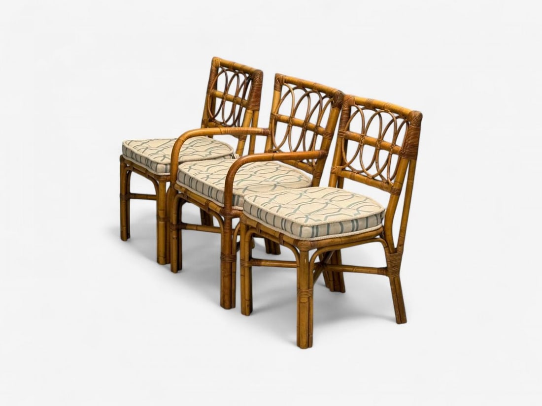Bielecky Brothers, Modern, Six Dining Chairs, Rattan, Cane, USA, 21st C. - 4