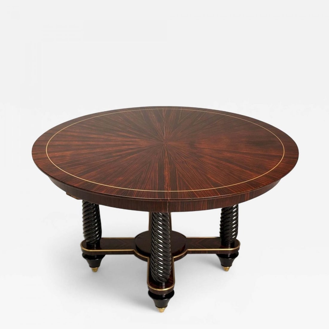 Regency, Macassar, Ebony, Brass Inlay, Center Table, France, 1970s - 2