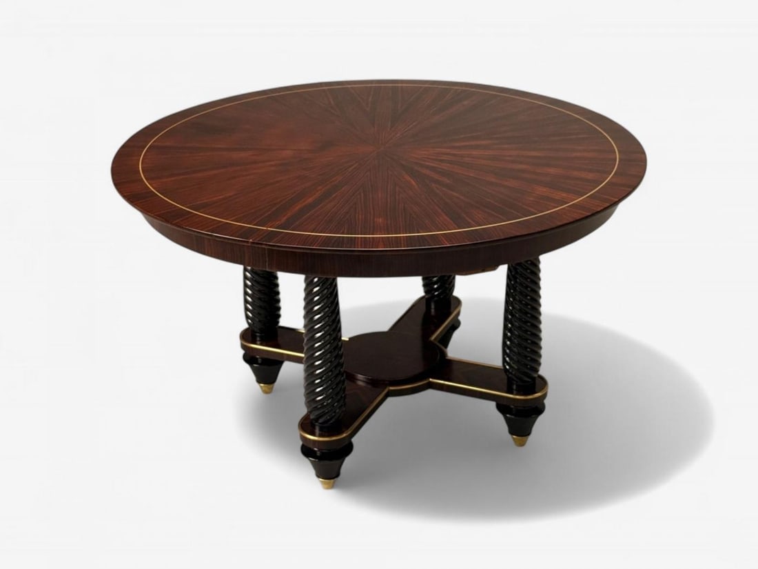 Regency, Macassar, Ebony, Brass Inlay, Center Table, France, 1970s - 5