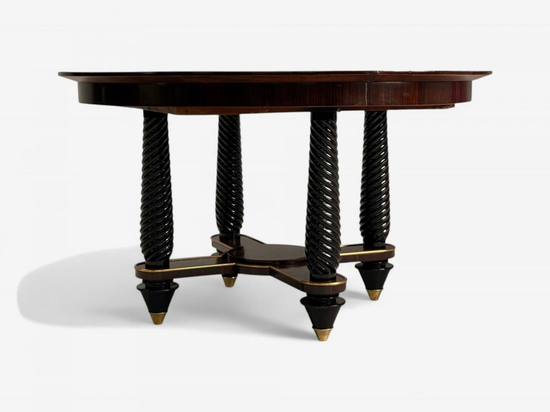 Regency, Macassar, Ebony, Brass Inlay, Center Table, France, 1970s - 6