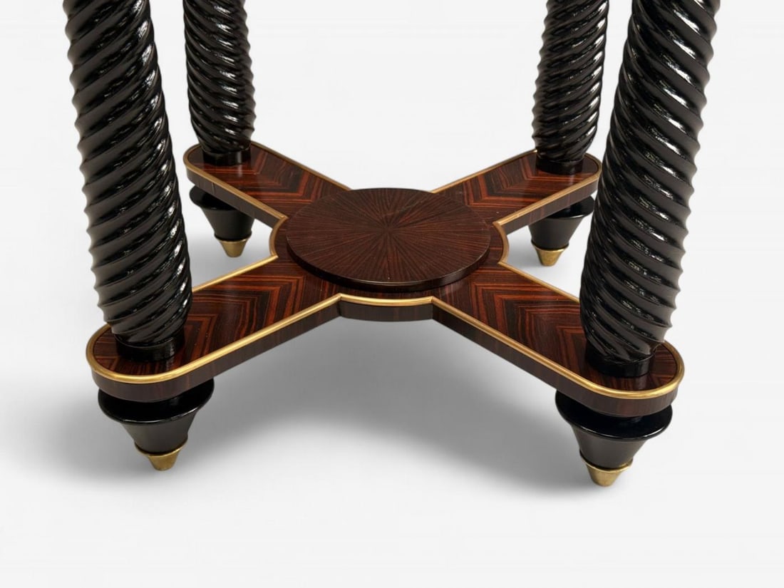 Regency, Macassar, Ebony, Brass Inlay, Center Table, France, 1970s - 9