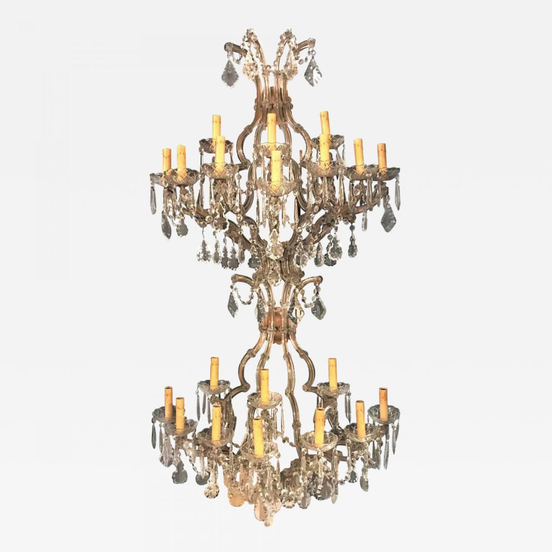 Pair of Venetian Crystal Ten Lights Wall Sconces, circa 1940 - 2