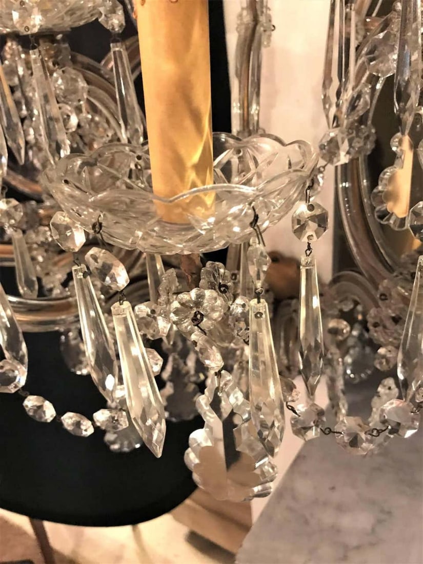 Pair of Venetian Crystal Ten Lights Wall Sconces, circa 1940 - 5