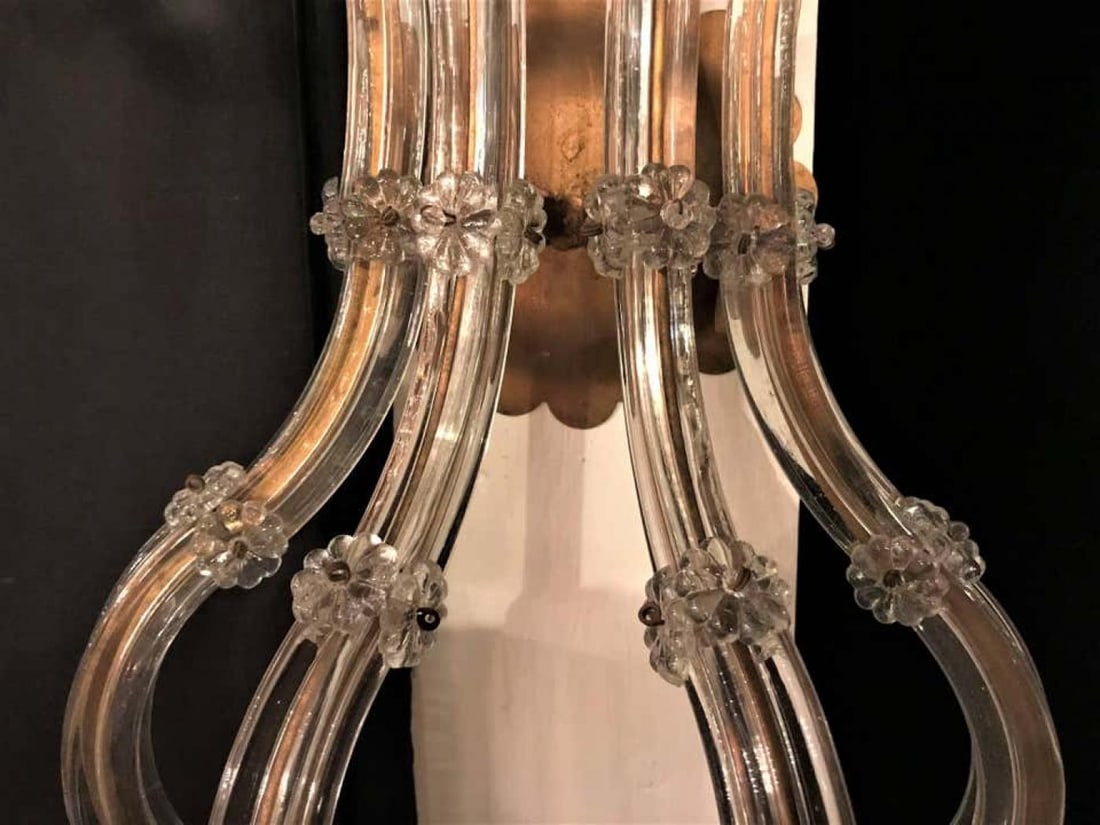 Pair of Venetian Crystal Ten Lights Wall Sconces, circa 1940 - 7