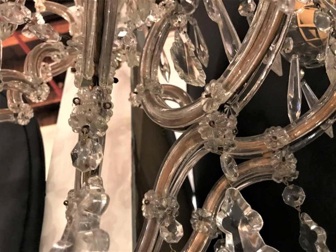 Pair of Venetian Crystal Ten Lights Wall Sconces, circa 1940 - 8