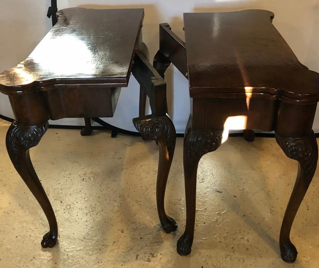 Pair of 18th-19th Century Georgian Compatible Card / Game or Flip Top Tables - 11