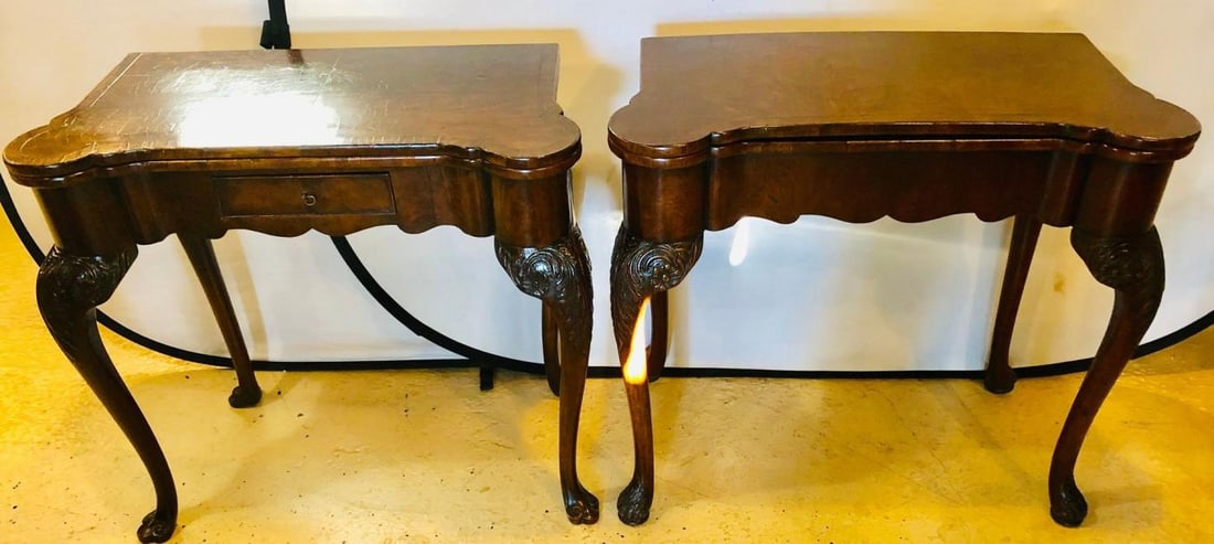 Pair of 18th-19th Century Georgian Compatible Card / Game or Flip Top Tables - 3