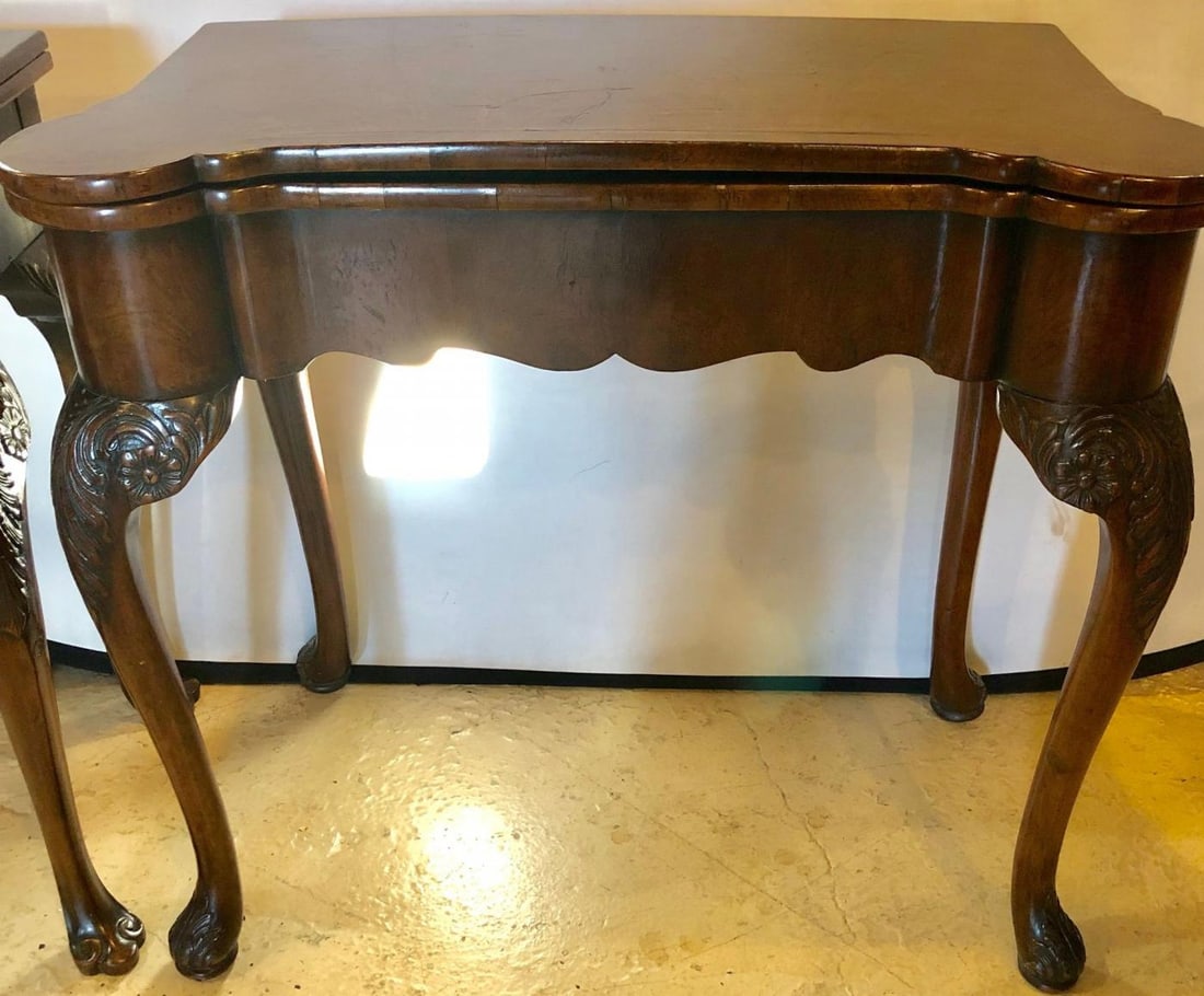 Pair of 18th-19th Century Georgian Compatible Card / Game or Flip Top Tables - 5