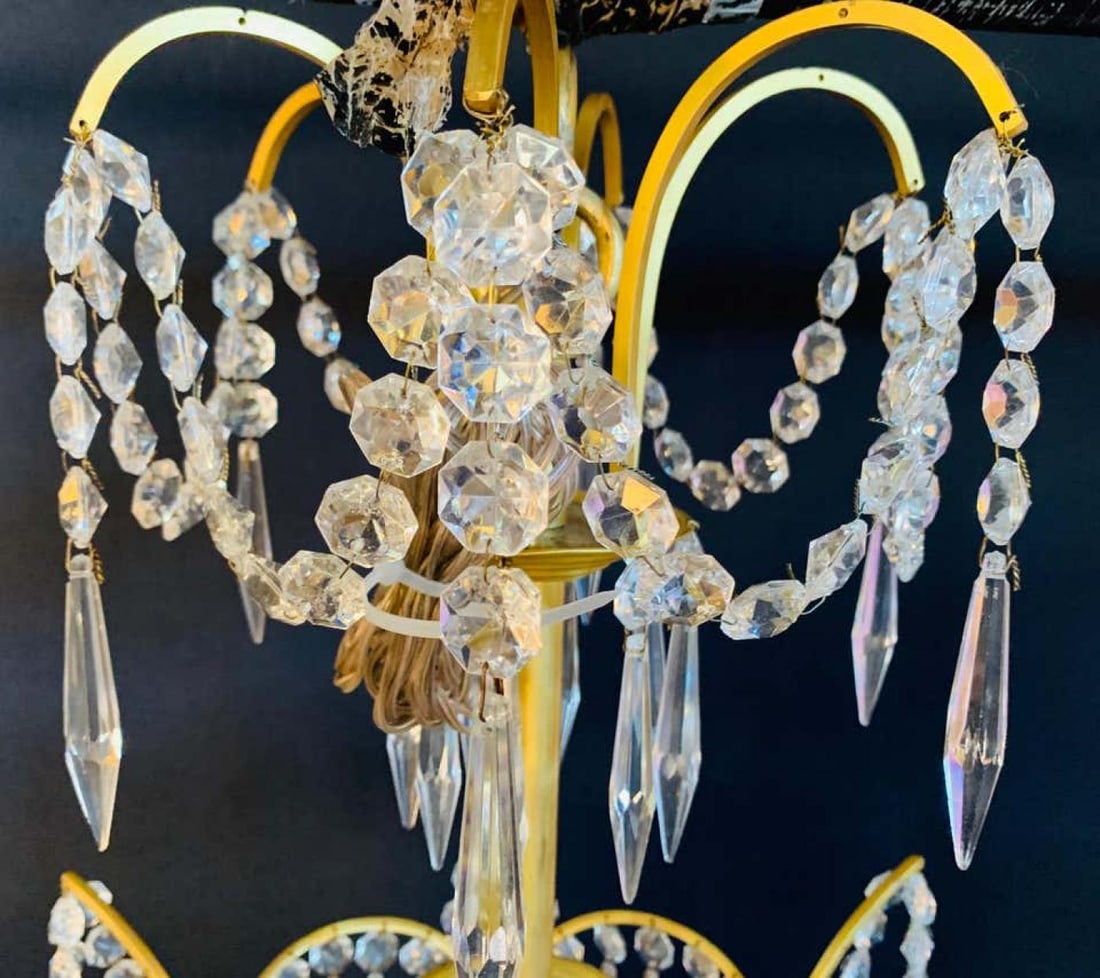 Pair of Russian Neoclassical Style Bronze and Crystal 7-Light Chandeliers - 4