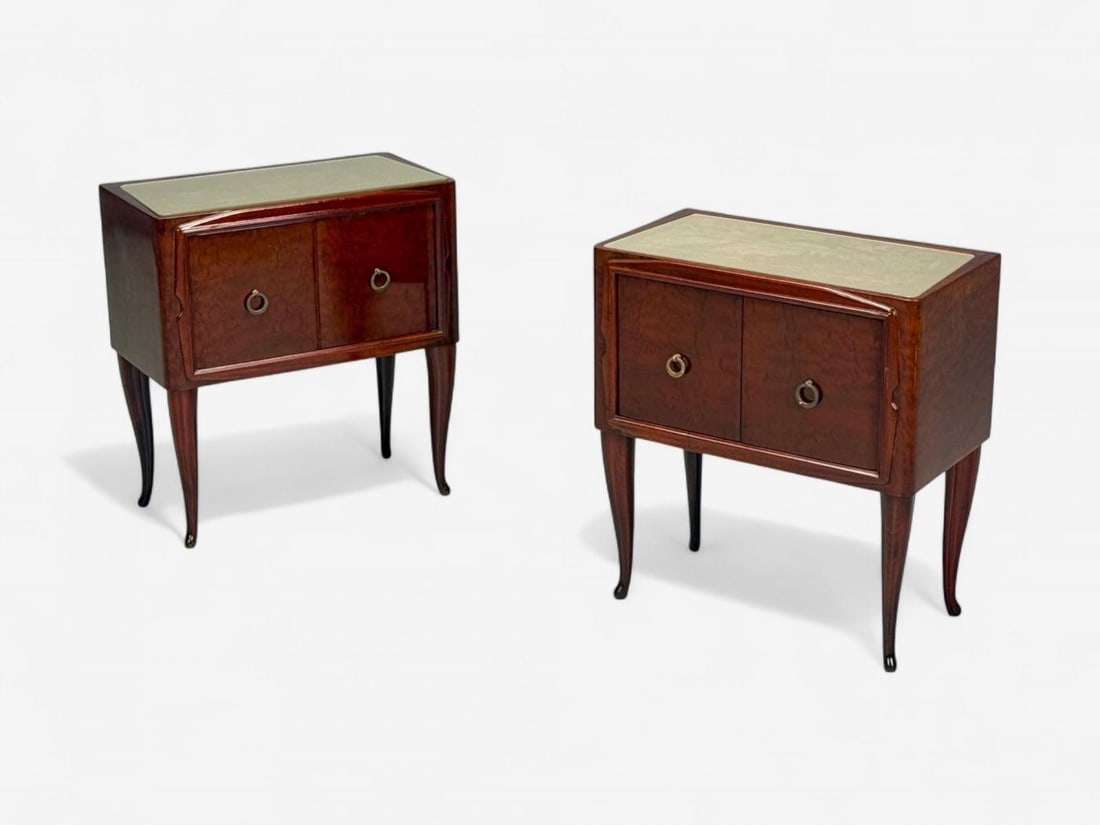 Osvaldo Borsani attr., Exotic Wood, Glass, Brass, Nightstands, Italy, 1960s - 3