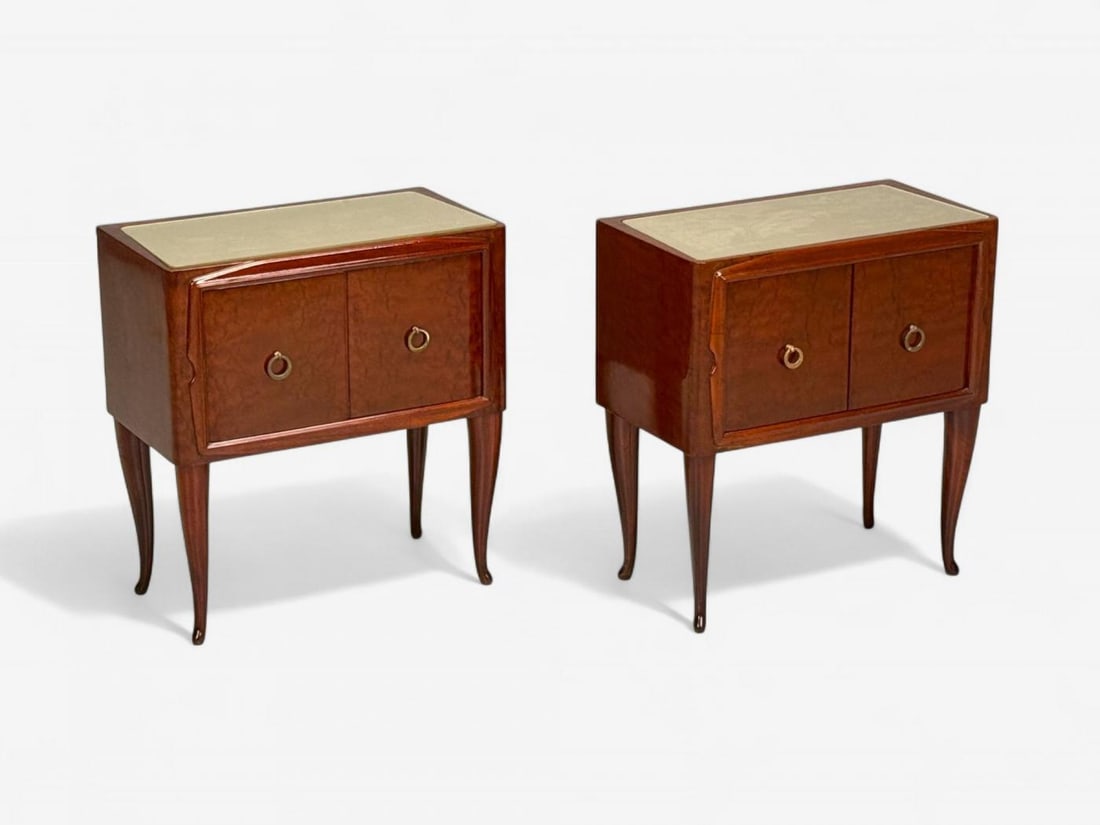 Osvaldo Borsani attr., Exotic Wood, Glass, Brass, Nightstands, Italy, 1960s - 6