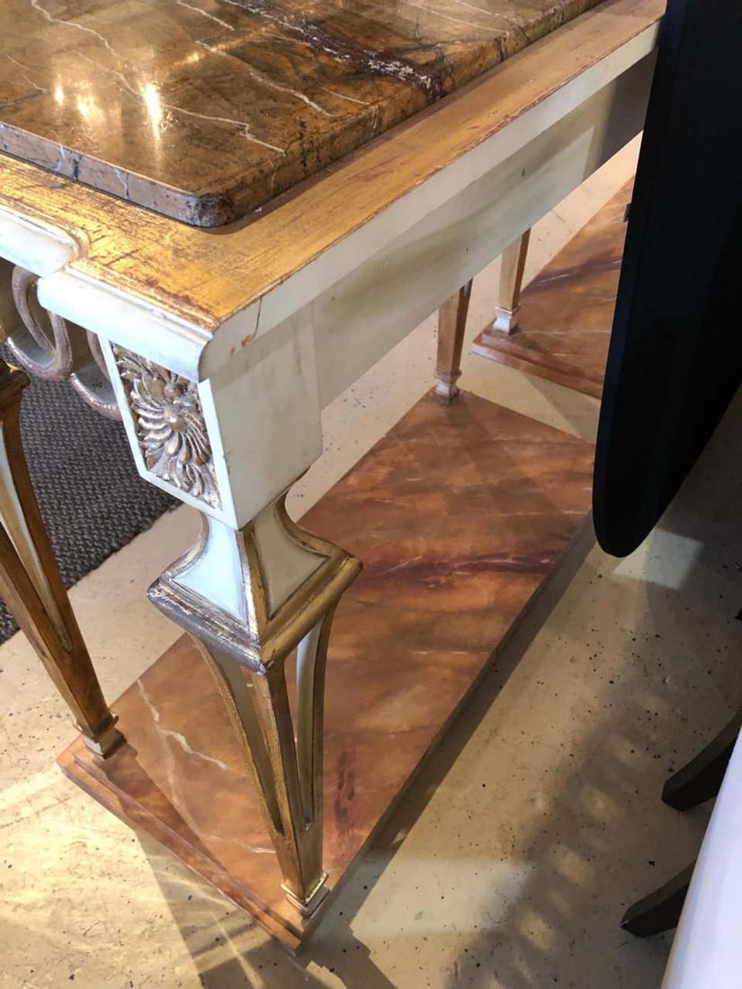 Parcel Paint and Gilt Decorated Pair of Swedish Serving or Console Tables - 8