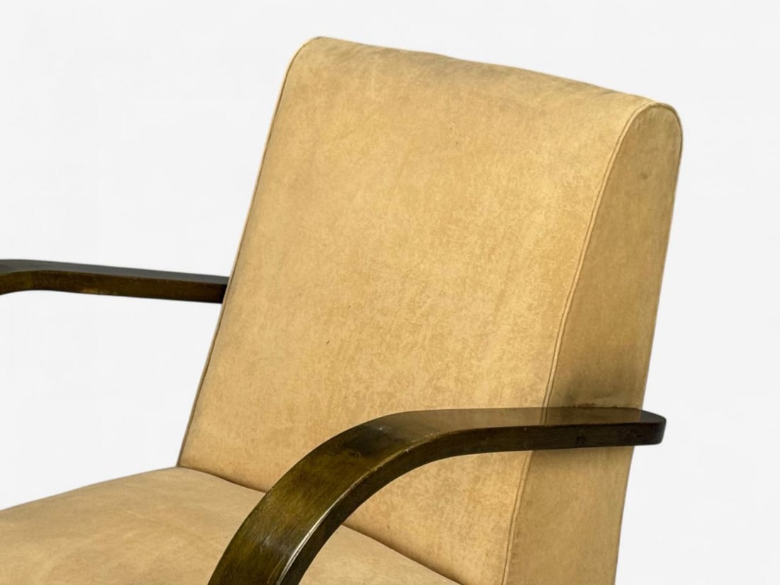 Vittorio Valabrega, Beige Velvet, Bentwood, Lounge Chairs, Italy, 1940s - 8